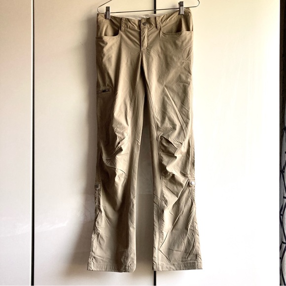 PATAGONIA size 4 Rock Craft roll up pants Ash Tan athletic hiking pants pockets - Picture 2 of 16